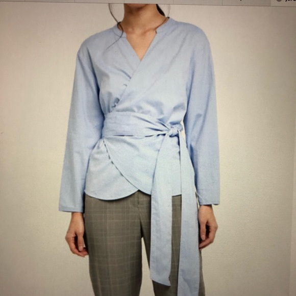 J. Crew Tops - NWT- JCrew Chambray Mandarin Collar Wrap Blouse
